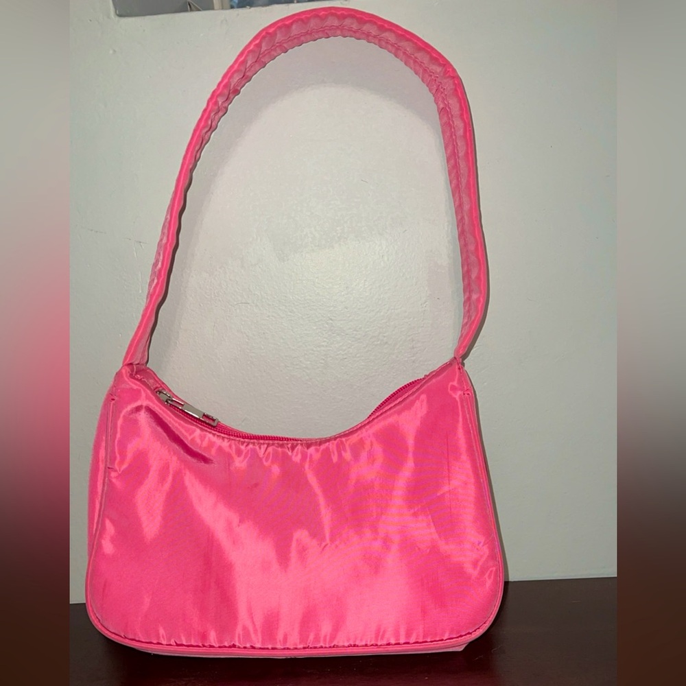 Pink nylon shoulder bag